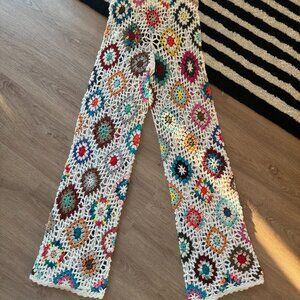 Nasty Gal Multicolor Crochet Wide Leg Pants – Size S